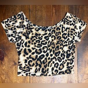 rue21 Leopard Print Cropped Top - Tan & Black